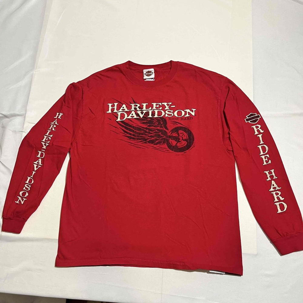 Vintage Harley Davidson Long Sleeve Flames Arizona Biker Wings Shirt Vintage y2k - Picture 2 of 12